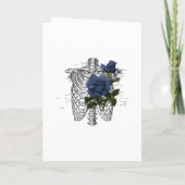 Navy Blue Floral Skeleton Gothic Wedding Programma (Achterkant)