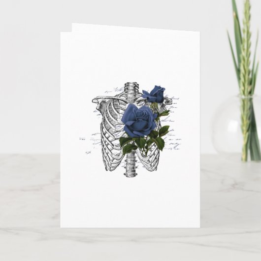 Navy Blue Floral Skeleton Gothic Wedding Programma (Achterkant)