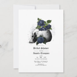 Navy Blue Floral Skull Gothic Vrijgezellenfeest In Kaart