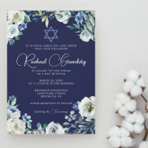 Navy Blue Floral Star van David Bat Mitzvah