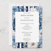 Navy Blue Floral Stripes Vrijgezellenfeest Kaart (Voorkant)