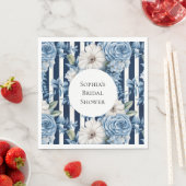 Navy Blue Floral Stripes Vrijgezellenfeest Servet (Insitu)