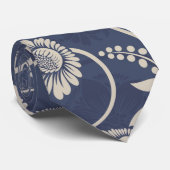 Navy Blue Floral Stropdas (Opgerold)