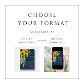 Navy Blue Floral Sunflower Eucalyptus Weddenschap Kaart