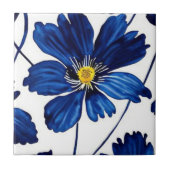 Navy blue floral tegeltje (Voorkant)