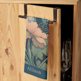 Navy blue floral theedoek