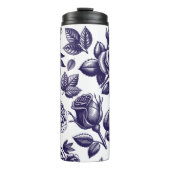 Navy Blue Floral Thermosbeker (Voorkant)