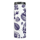 Navy Blue Floral Thermosbeker (Achterkant)