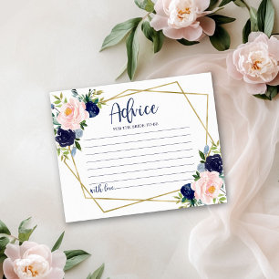 Navy Blue Floral Vrijgezellenfeest Advies Kaart