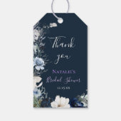 Navy Blue Floral Vrijgezellenfeest Dank u Cadeaulabel (Achterkant)