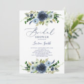 Navy Blue floral vrijgezellenfeest Kaart (Staand voorkant)