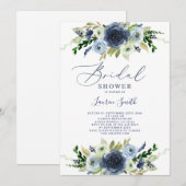 Navy Blue floral vrijgezellenfeest Kaart (Voorkant / Achterkant)