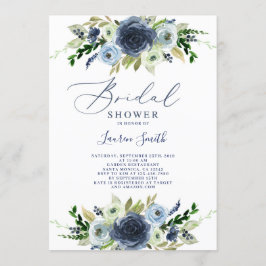 Navy Blue floral vrijgezellenfeest Kaart