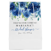 Navy Blue Floral Vrijgezellenfeest Medium Gift Bag Medium Cadeauzakje (Achterkant)