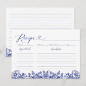  Navy Blue Floral Vrijgezellenfeest Recept Kaart (Voorkant / Achterkant)