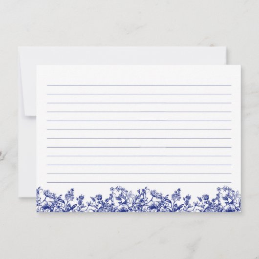  Navy Blue Floral Vrijgezellenfeest Recept Kaart (Achterkant)