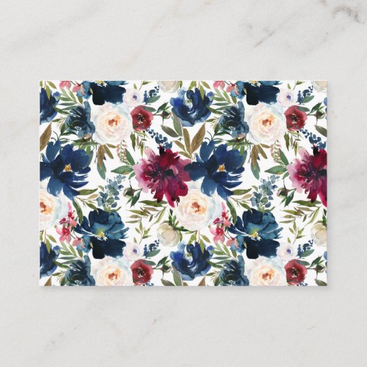 Navy Blue Floral Vrijgezellenfeest Recept Kaart Ve (Achterkant)