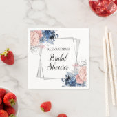 Navy Blue Floral Vrijgezellenfeest Roze Geometrisc Servet (Insitu)