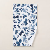 Navy Blue Floral Waterverf Bath Towel Bad Handdoek (Handdoek)