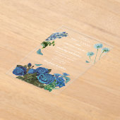 Navy Blue Floral Waterverf Elegante bruiloft Acryl Uitnodigingen (Laagn)