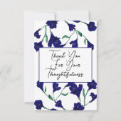 Navy Blue Floral Waterverf Wedding Bedankkaart (Voorkant)