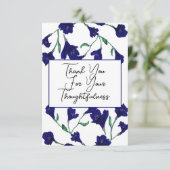 Navy Blue Floral Waterverf Wedding Bedankkaart (Staand voorkant)