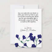 Navy Blue Floral Waterverf Wedding Bedankkaart (Achterkant)