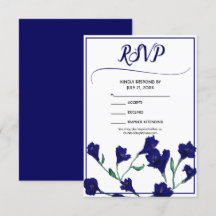 Navy Blue Floral Waterverf Wedding