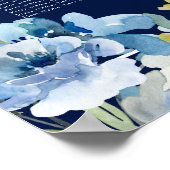 Navy Blue Floral Wedding 16 Table Seating Chart Poster (Hoek)