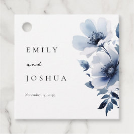 Navy Blue Floral Wedding Bedankjes Labels