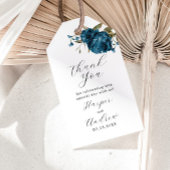 Navy Blue Floral Wedding Bedankt Cadeaulabel