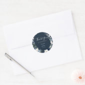 Navy Blue Floral Wedding Bedankt Ronde Sticker (Envelop)
