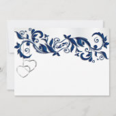 Navy Blue Floral Wedding Design Bedankkaart (Achterkant)