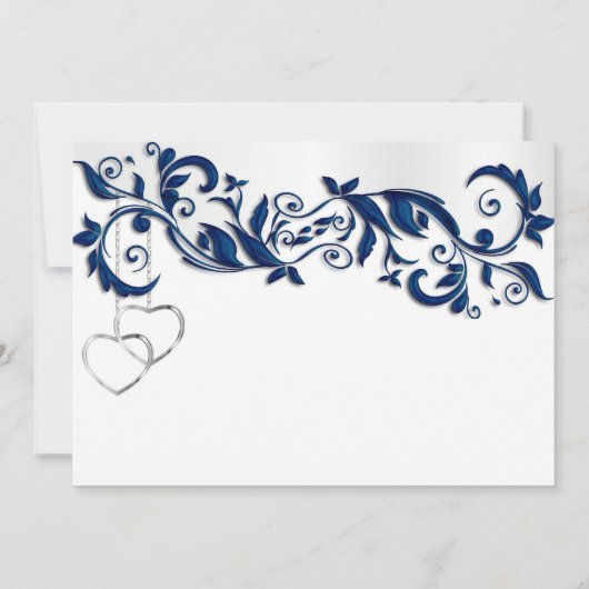 Navy Blue Floral Wedding Design Bedankkaart (Achterkant)