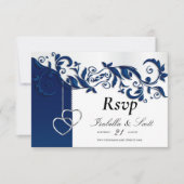 Navy Blue Floral Wedding Design - RSVP (Voorkant)