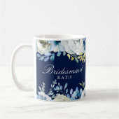 Navy Blue Floral Wedding Elegant Bridesmaid Gift Koffiemok (Links)