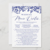 Navy Blue Floral Wedding Film QuoteS Bruidsspel Kaart (Voorkant)