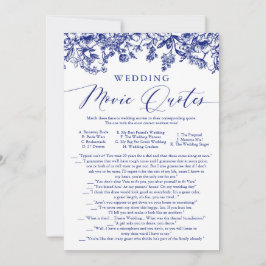 Navy Blue Floral Wedding Film QuoteS Bruidsspel Kaart