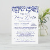 Navy Blue Floral Wedding Film QuoteS Bruidsspel Kaart (Staand voorkant)