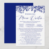 Navy Blue Floral Wedding Film QuoteS Bruidsspel Kaart (Voorkant / Achterkant)