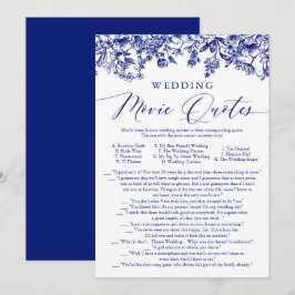 Navy Blue Floral Wedding Film QuoteS Bruidsspel Kaart