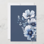 Navy Blue Floral Wedding Kaart (Achterkant)