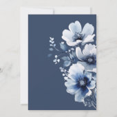 Navy Blue Floral Wedding Kaart (Achterkant)