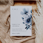 Navy Blue Floral Wedding Kaart