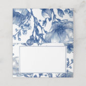 Navy Blue Floral Wedding  Plaatskaartje (Buitenkant ongevouwen)