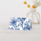 Navy Blue Floral Wedding  Plaatskaartje (Achterkant)