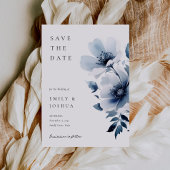Navy Blue Floral Wedding Save The Date