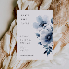 Navy Blue Floral Wedding Save The Date