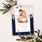 Navy Blue Floral Wedding Save the Date Foto
