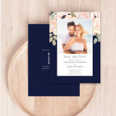 Navy Blue Floral Wedding Save the Date Foto